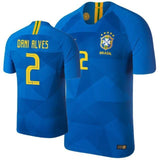 Men #2 Dani Alves Jersey Away Brazil National 2018 FIFA World Cup