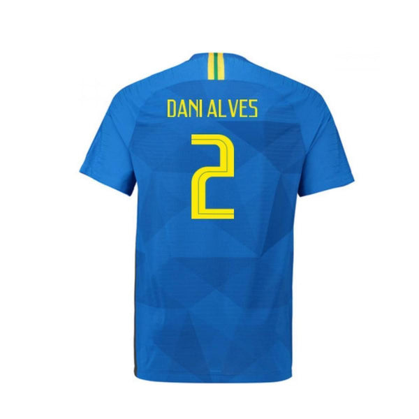 Men #2 Dani Alves Jersey Away Brazil National 2018 FIFA World Cup