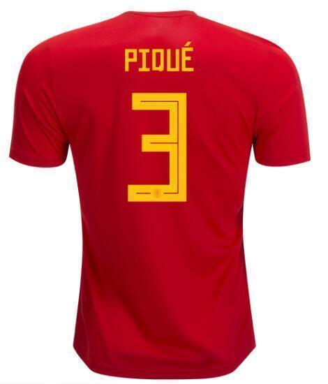 Men #3 Pique Jersey Home Spain National 2018 FIFA World Cup