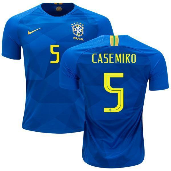 Men #5 Casemino Jersey Away Brazil National 2018 FIFA World Cup