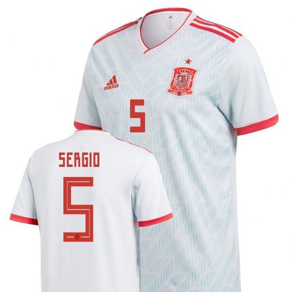 Men #5 Sergio Jersey Away Spain National 2018 FIFA World Cup