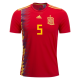 Men #5 Sergio Jersey Home Spain National 2018 FIFA World Cup