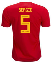 Men #5 Sergio Jersey Home Spain National 2018 FIFA World Cup