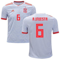 Men #6 Andrés Iniesta Jersey Away Spain National 2018 FIFA World Cup