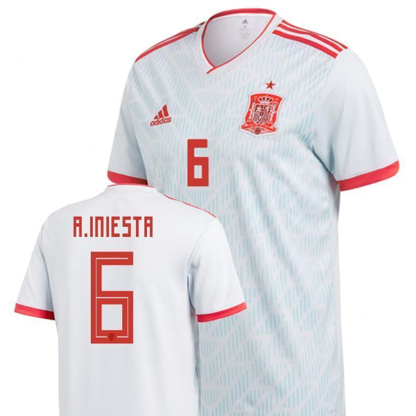 Men #6 Andrés Iniesta Jersey Away Spain National 2018 FIFA World Cup