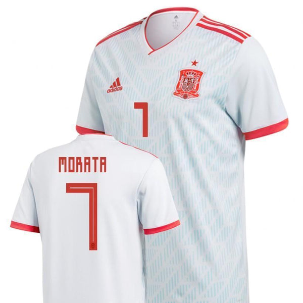 Men #7 Álvaro Morata Jersey Away Spain National 2018 FIFA World Cup