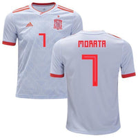 Men #7 Álvaro Morata Jersey Away Spain National 2018 FIFA World Cup