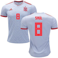 Men #8 Saul Jersey Away Spain National 2018 FIFA World Cup