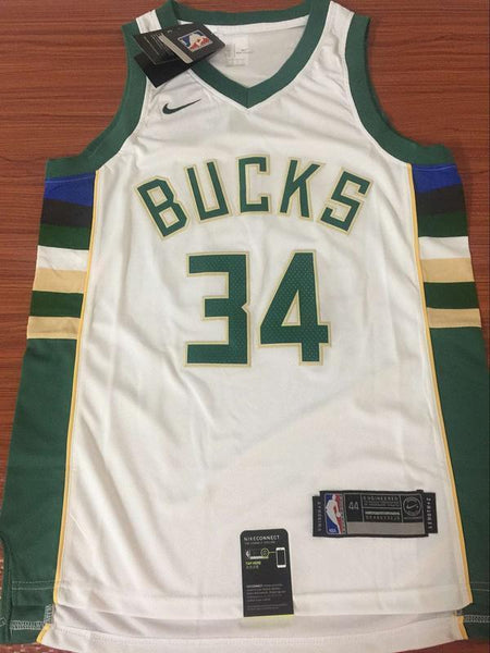 Men 34 Giannis Antetokounmpo Jersey White&Green Milwaukee Bucks Fanatics