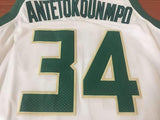 Men 34 Giannis Antetokounmpo Jersey White&Green Milwaukee Bucks Fanatics