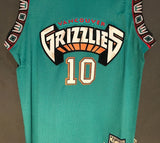 Men 10 Mike Bibby Jersey Green Vancouver Grizzlies Throwback Swingman