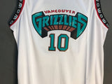 Men 10 Mike Bibby Jersey White Vancouver Grizzlies Jersey Swingman