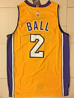 Men 2 Lonzo Ball Jersey Yellow Los Angeles Lakers Jersey Swingman