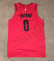 Men 0 Damian Lillard Jersey Red Portland Trail Blazers Authentic Player