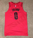 Men 0 Damian Lillard Jersey Red Portland Trail Blazers Authentic Player