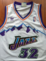 Men 32 Karl Malone Jersey White Utah Jazz Jersey Throwback Swingman