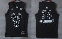 Men 2018 All Star 34 Giannis Antetokounmpo Bucks Jersey Black Player version